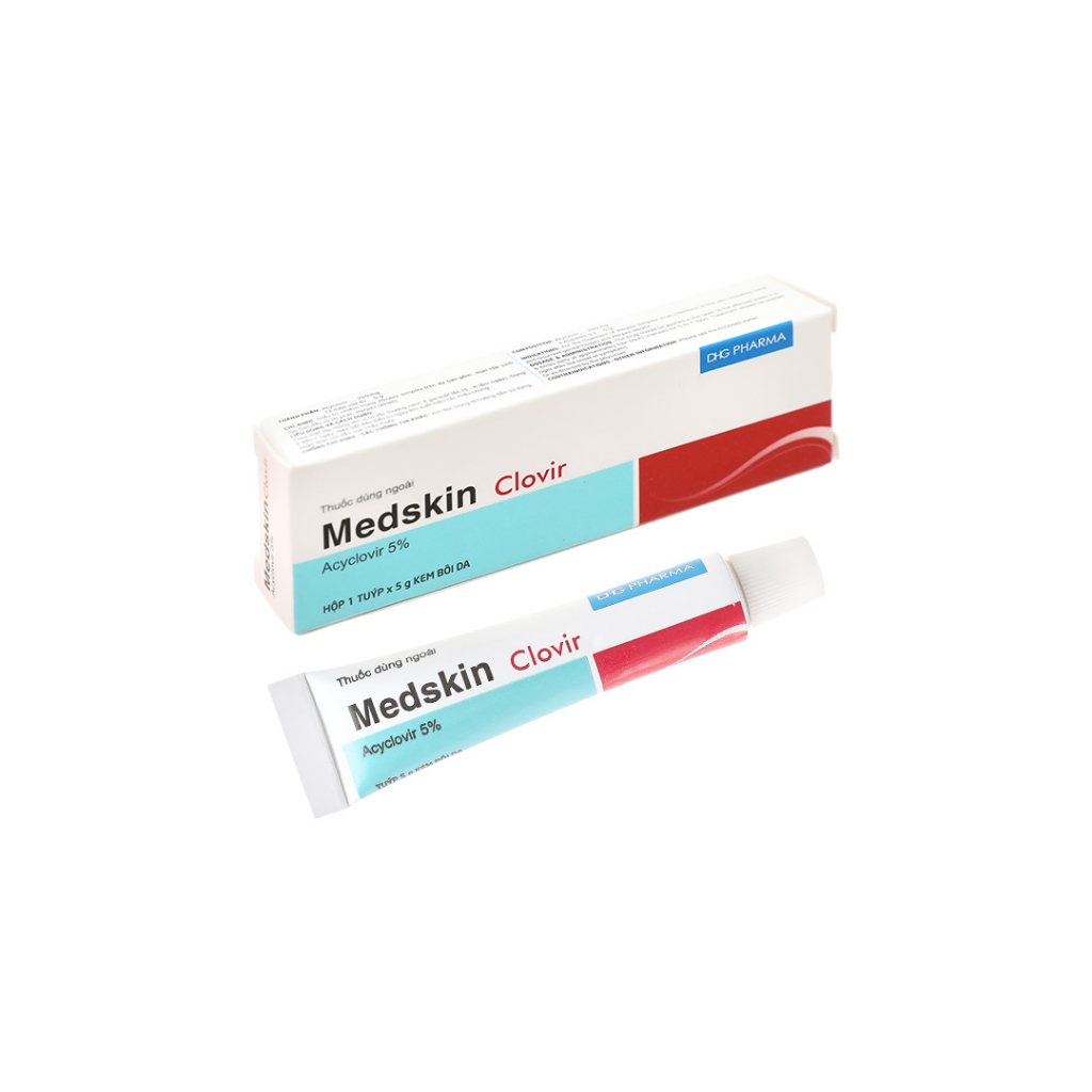 Kem bôi Medskin clovir 5% giảm Herpes simplex da, tuýp 5g