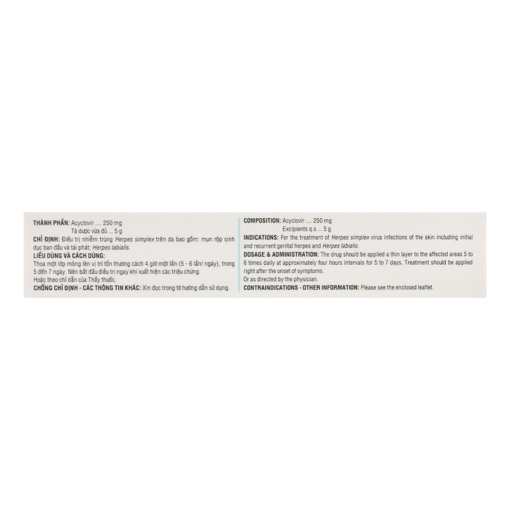 Kem bôi Medskin clovir 5% giảm Herpes simplex da, tuýp 5g