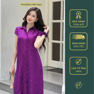 Váy Cổ Sơ Mi [ Silk ] Váy Tay Hến Dáng Dài