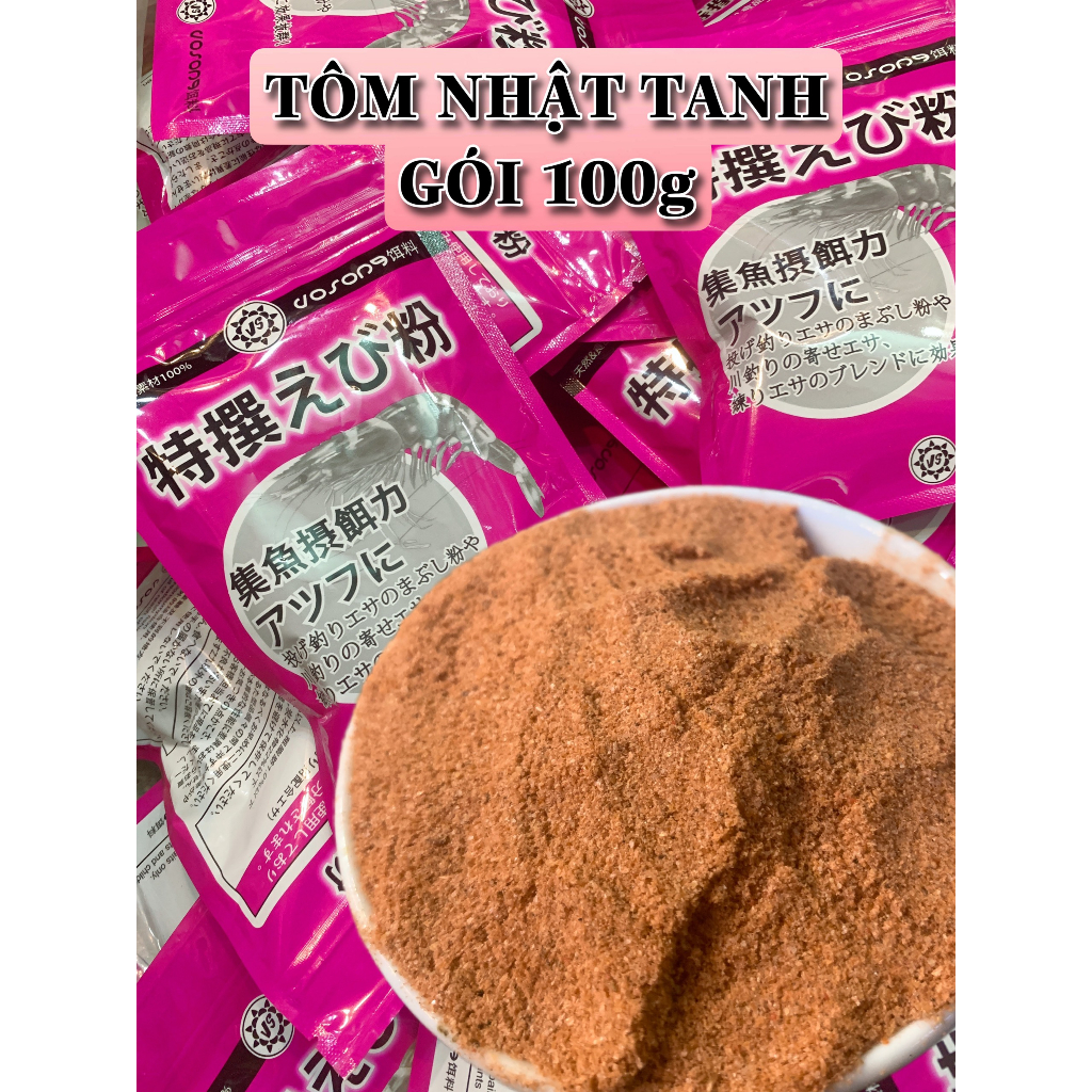 Mồi Câu Tôm Nhật tanh gói 100g, mồi câu cá cá rô, chép siêu bén