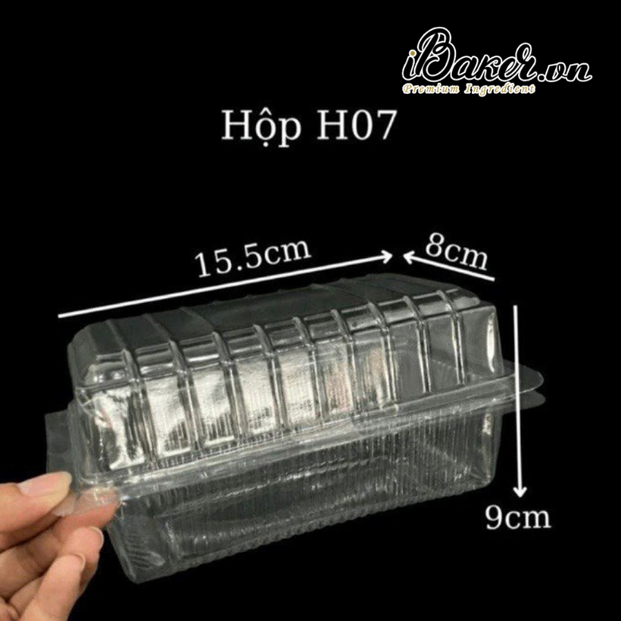 ( SET 10 / SET 50) Hộp nhựa H07 đựng bánh ngọt thực phẩm các loại ( 15,5cm x 9cm x 8cm )