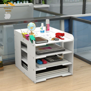 Giá Kệ Khay Tài Liệu Để Bàn Gỗ Nhựa Cao Cấp Đựng Hồ Sơ Giấy A4 Dụng Cụ Văn Phòng Không Ẩm Mốc Cong Vênh PERFECT HOME