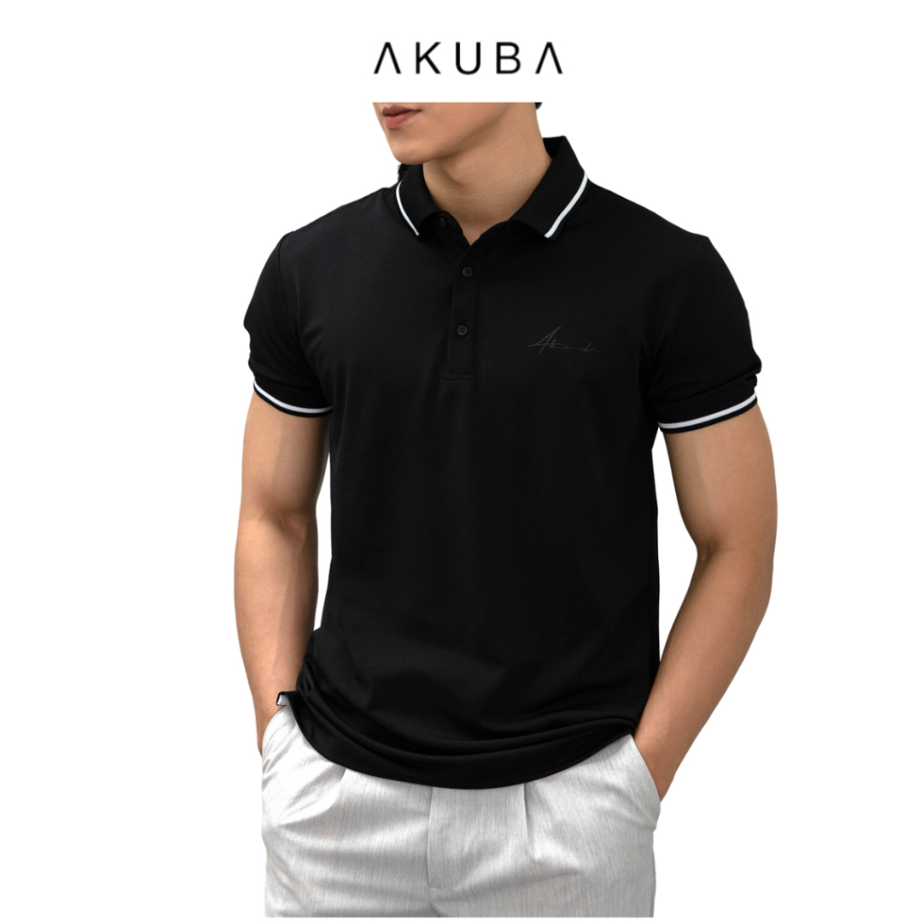 Áo polo nam vải cá sấu cotton Akuba form slimfit, chất liệu thoáng mát, mềm mại, thấm hút mồ hôi tốt |01J0526