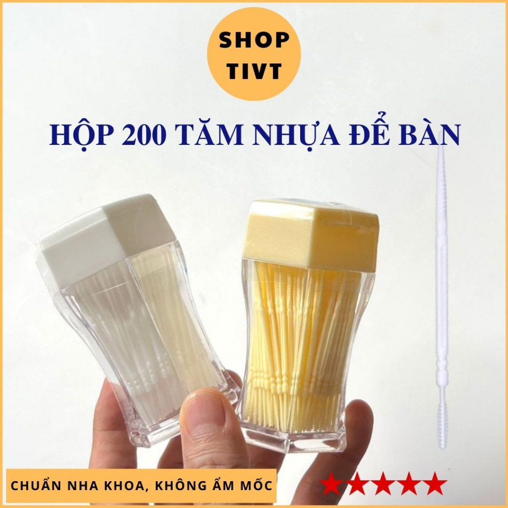 Lọ 200 chiếc tăm nhựa, làm sạch răng sau khi ăn, vệ sinh chuẩn nha khoa, không bị ẩm mốc, tăm xỉa răng nhựa-Shop TIVT