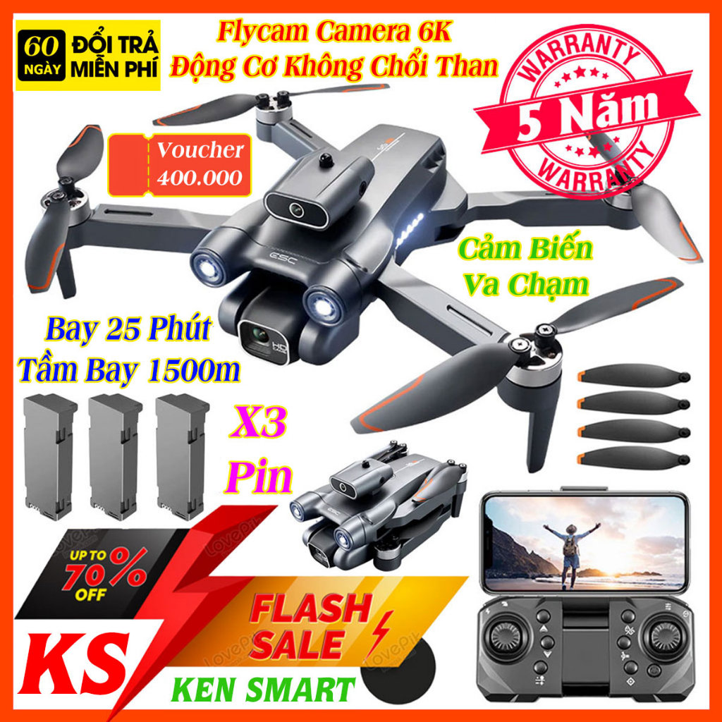Play cam mini giá rẻ 6K S1S PRO, Flycam  mini S1S  tốt hơn flycam f11s pro 4k, đông cơ khôi chổi than, giữ vị trí tốt