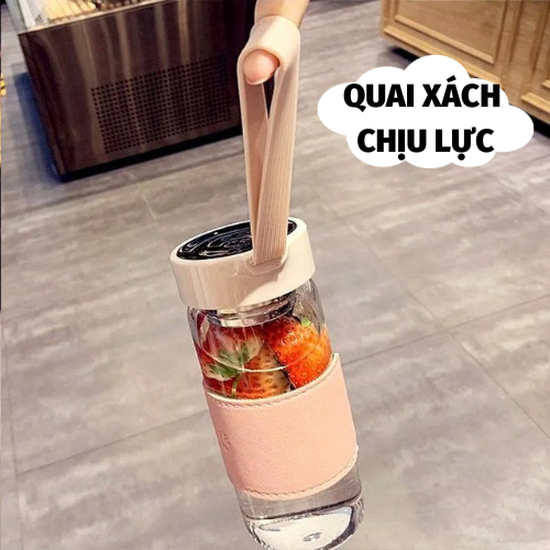 Ly đựng nước thủy tinh giữ nhiệt có nắp, cốc uống nước thủy tinh cho dân văn phòng, sinh viên - UNIHOUSE