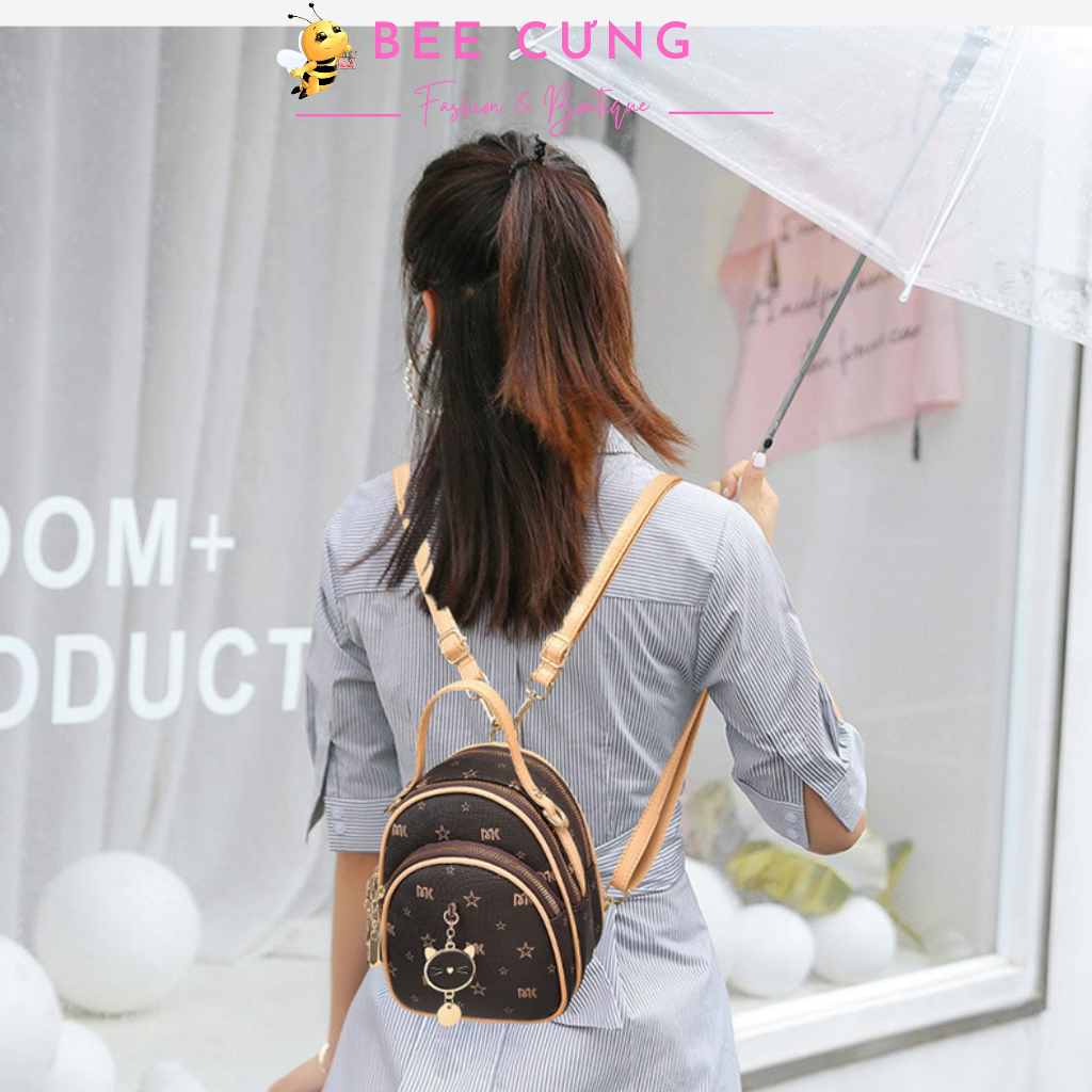 Ba lô mini,balo kiêm túi xách A38 da pu nhỏ gọn phong cách trẻ trung đa năng dùng đi chơi, đi làm bee cưng