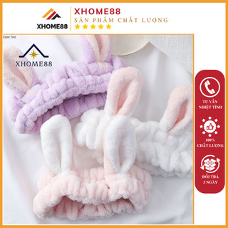Băng đô cài tóc, tu ban cài tóc hình tai thỏ đáng yêu, chất liệu nhung mềm mại, phong cách Hàn Quốc