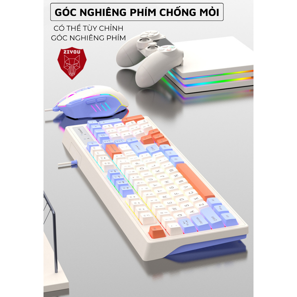 Bàn Phím Gaming Và Chuột Led Ziyou KM800 Màu Cực Đẹp Dùng Văn Phòng, Chơi Game Phím Bấm Êm | BigBuy360 - bigbuy360.vn