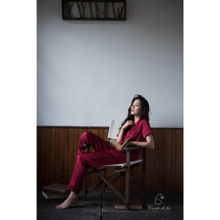 Set Pyjamas basic lụa cao cấp áo cộc - quần dài thoải mái, lịch sự