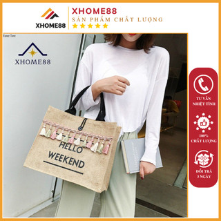 Túi cói đi biển vintage túi vải túi tote chụp ảnh cực xinh