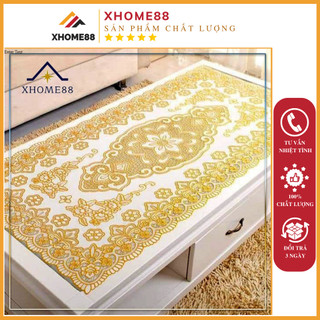 Khăn trải bàn ren hoa họa tiết Hoàng Gia rập nổi sang trọng