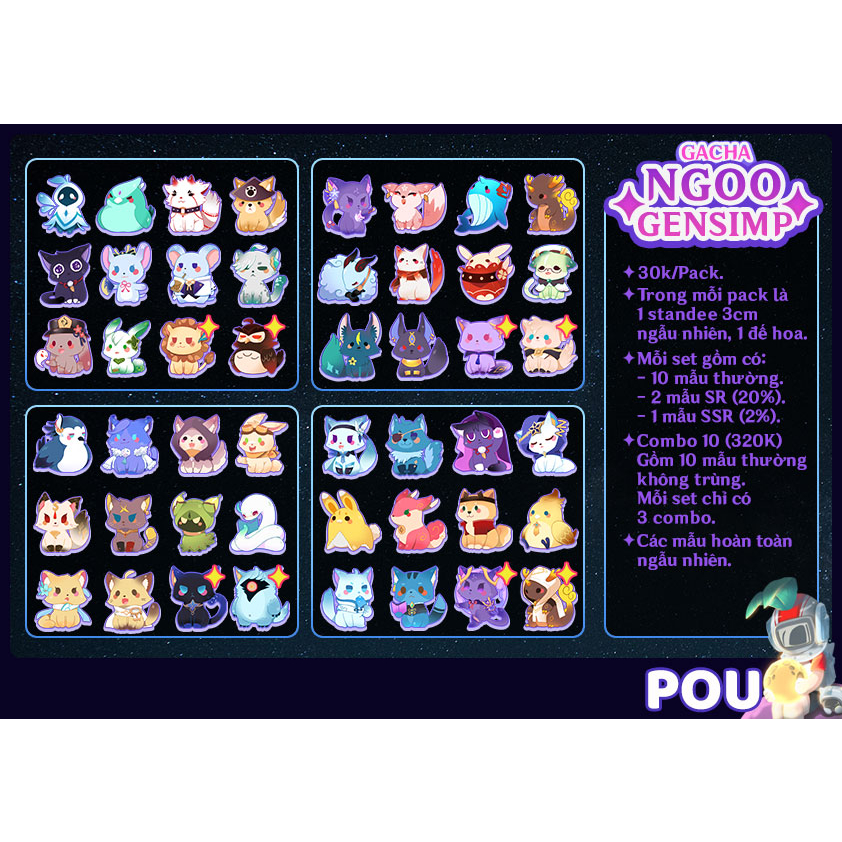 GACHA Mini standee/ tượng mica Genshin Impact nhỏ nhắn xinh xắn