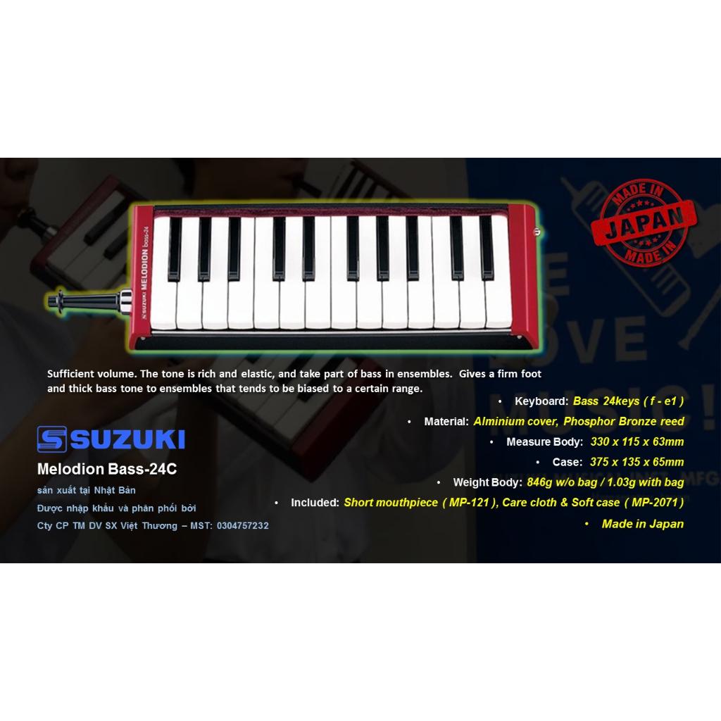 Kèn phím Melodion chính hãng Suzuki Made in Japan Bass-24C