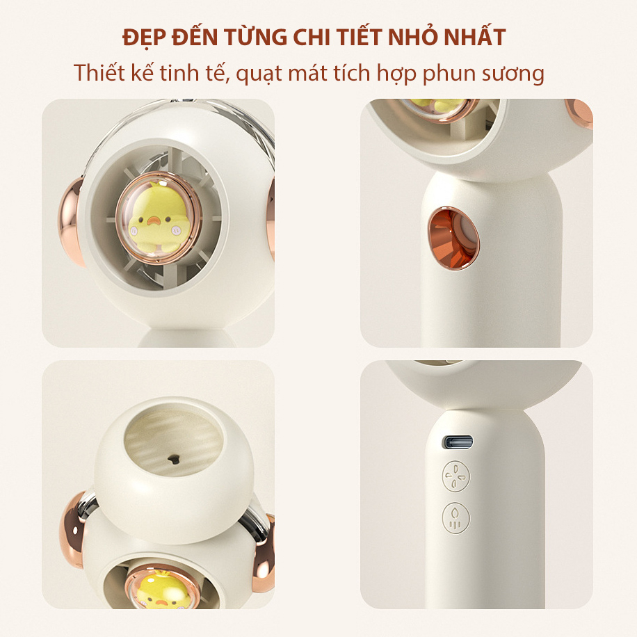 Quạt cầm tay mini phun sương, quạt phun sương 3 cấp độ điều chỉnh hình con vịt xinh xắn sạc usb tiện lợi