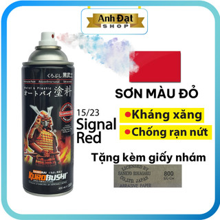 Sơn xịt samurai màu đỏ nổi bật 23, dung tích 400ml, có khả năng kháng xăng , chống rạn nứt, bình xịt