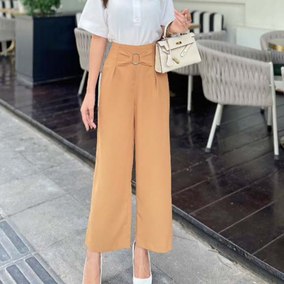 Quần dài ống suông công sở HeraDG thiết kế nơ cạp lồng khoen chất liệu Tuytsi cao cấp SQDBC2014