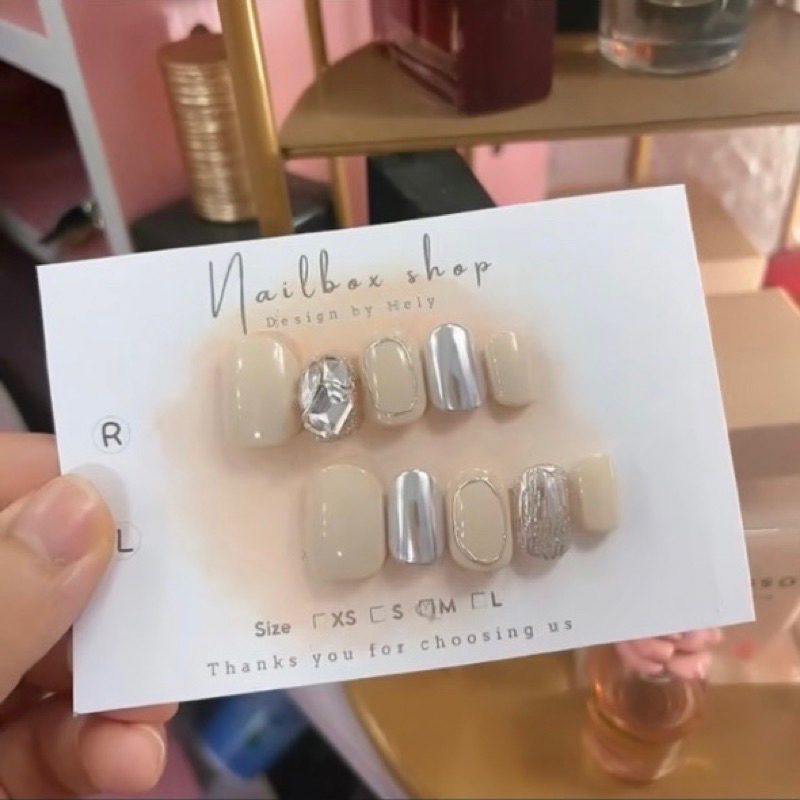 Nailbox Hely - Móng tay giả thiết kế hoa hồng tráng gương - kèm keo, dũa