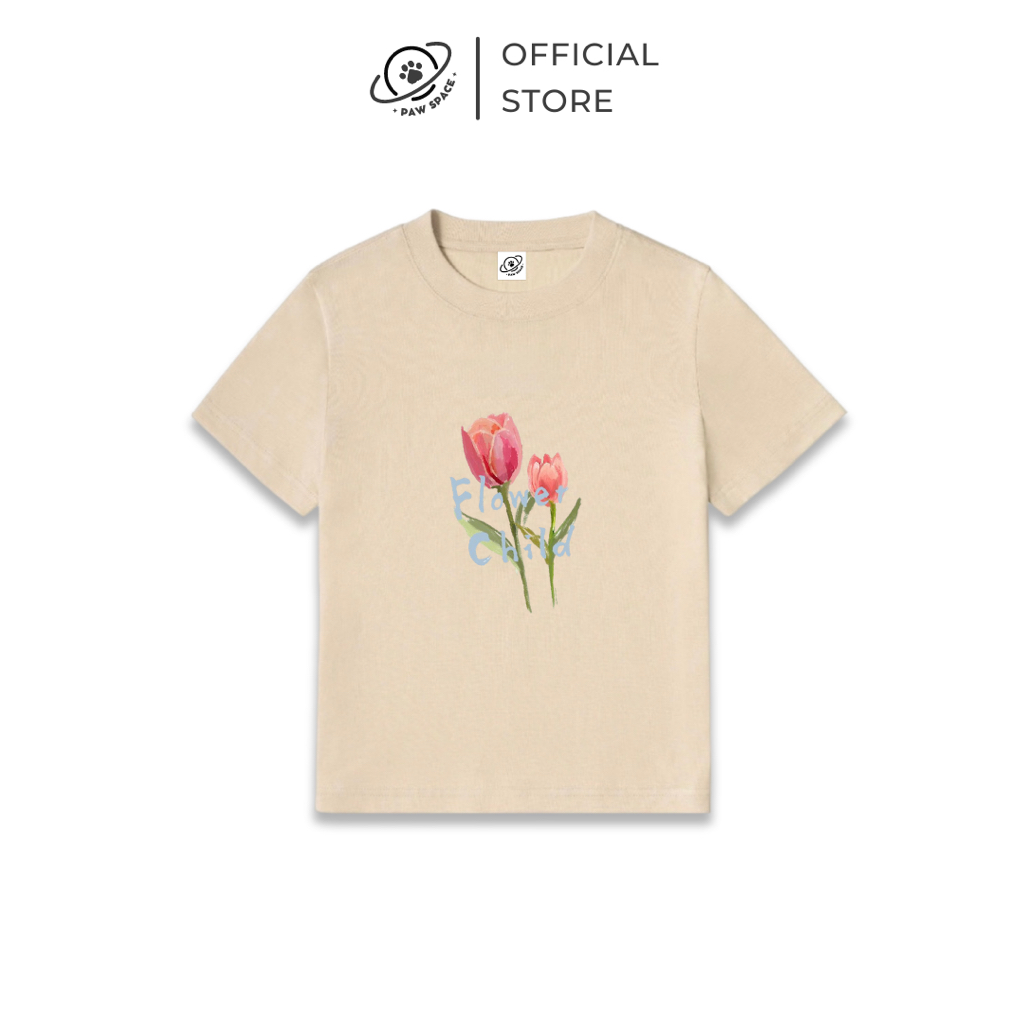 Áo Thun Nữ Baby Tee PAWSPACE FLOWER CHILD Form Fit 100% Cotton thoáng mát - BBT005