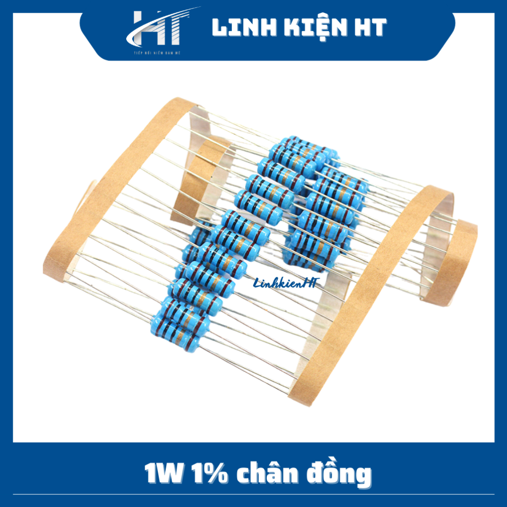 Điện trở 1W 4.7R 4R7 1% chân đồng túi 10 con