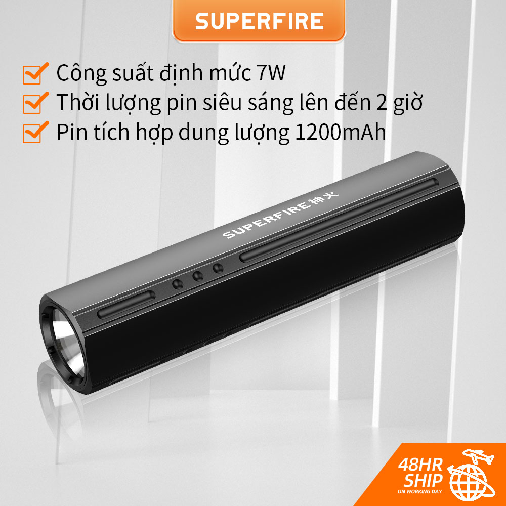 Đèn pin siêu sáng SUPERFIRE S32 chống thấm nước pin sạc