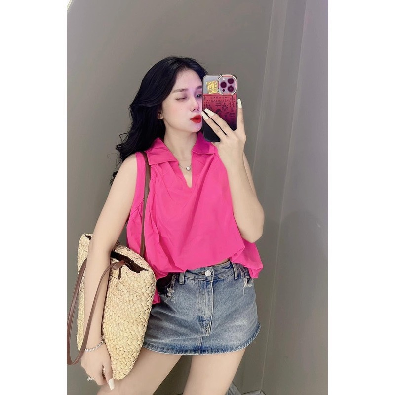 áo bí cute phomai que của nữ cổ sơ mi sang chảnh dạo phố Smlulu