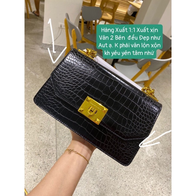 Túi CK khóa vuông 4 đinh da vân rắn size 23 hàng loại 1 nobox