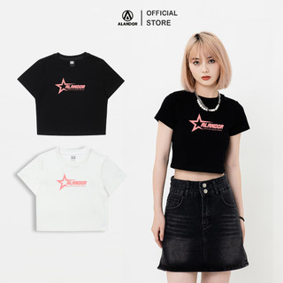 Áo kiểu croptop Alandor local brand chất vải cotton mềm mát co dãn bốn chiều form ôm tay ngắn mẫu Ngôi sao