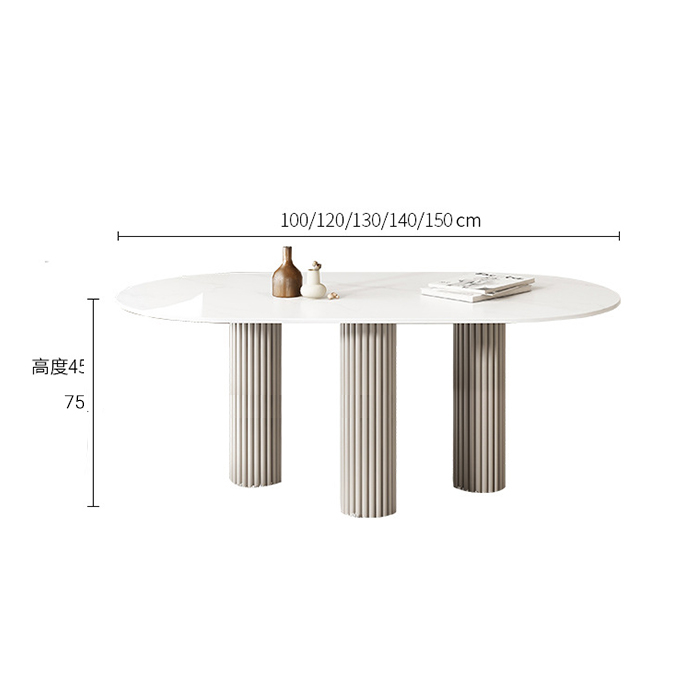 Bàn ăn mặt đá trắng và mặt kính nâu 1m4