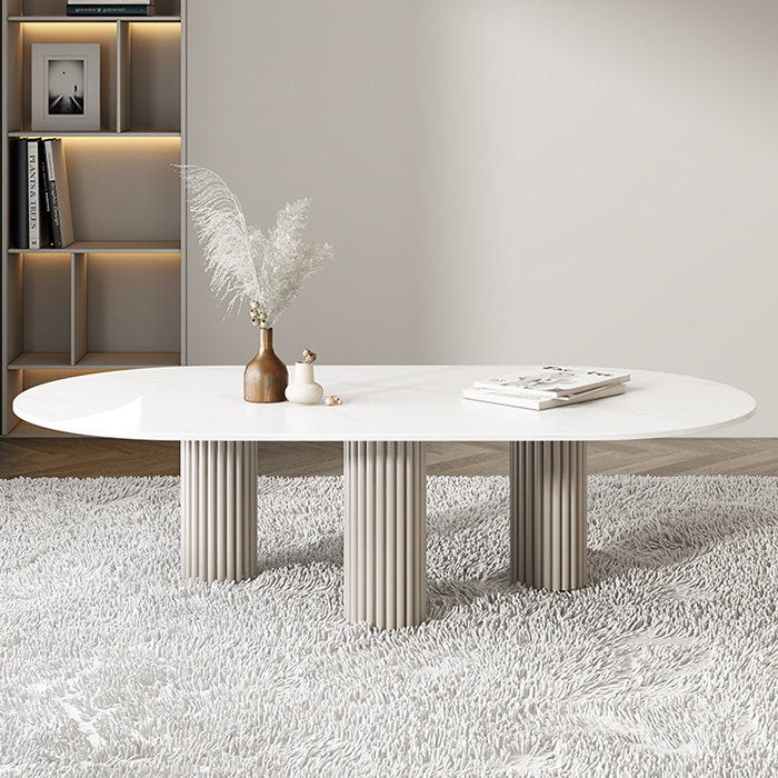 Bàn ăn mặt đá trắng và mặt kính nâu 1m4