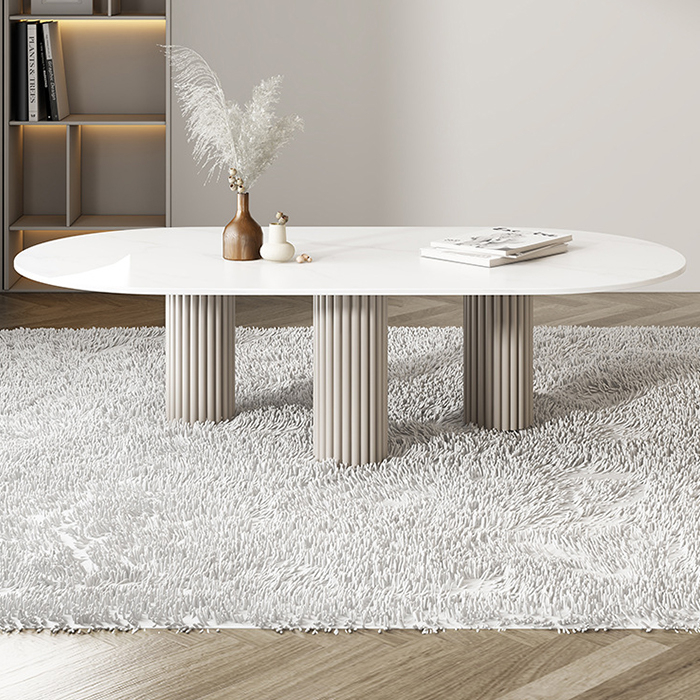 Bàn ăn mặt đá trắng và mặt kính nâu 1m4