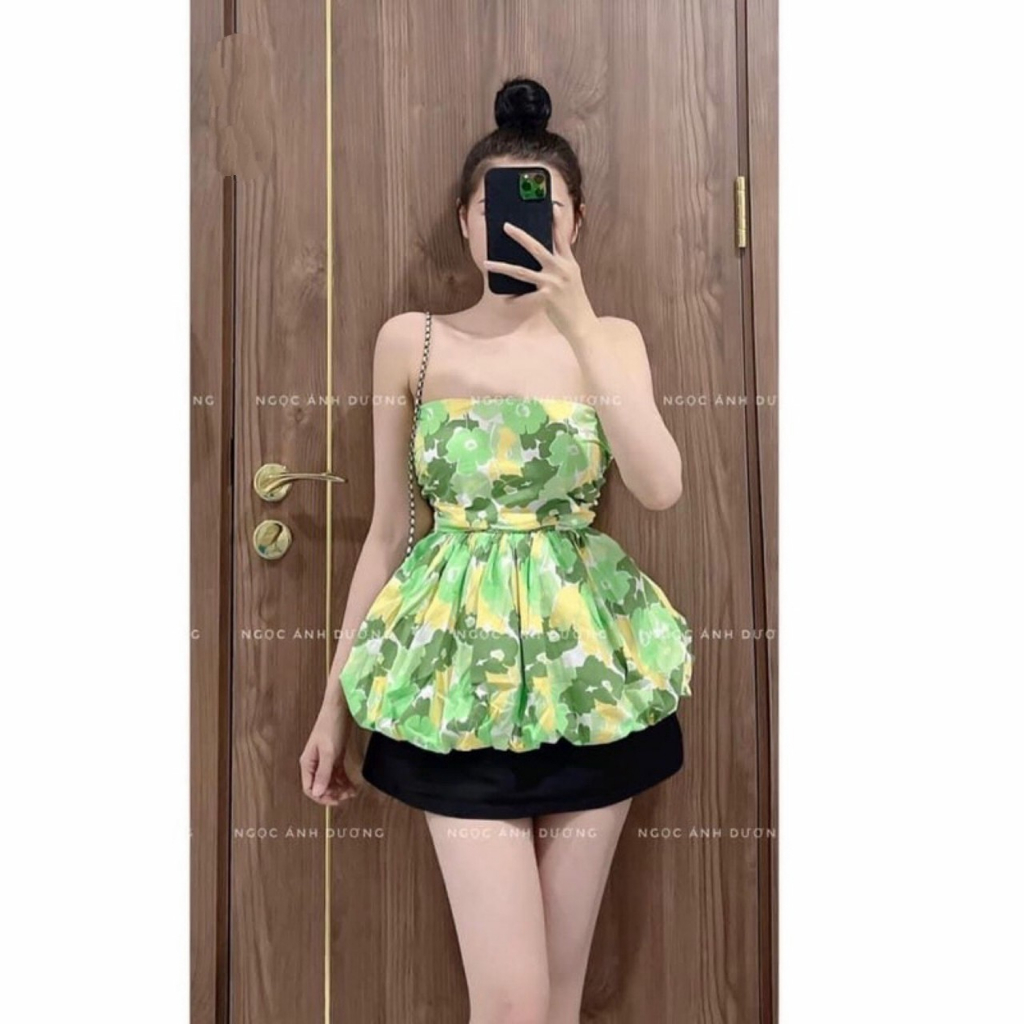 Áo Ống Kiểu Nữ Dáng Bí Họa Tiết Hoa Lưng Nhún Chỉ Nhiều Mẫu