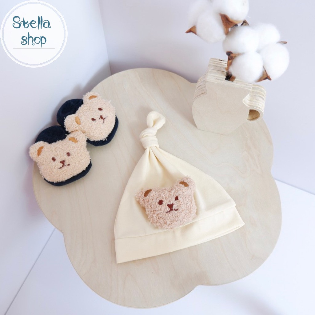 Mũ nón gấu bông đáng yêu cho bé. Chất cotton thoáng mát Size 3-10kg