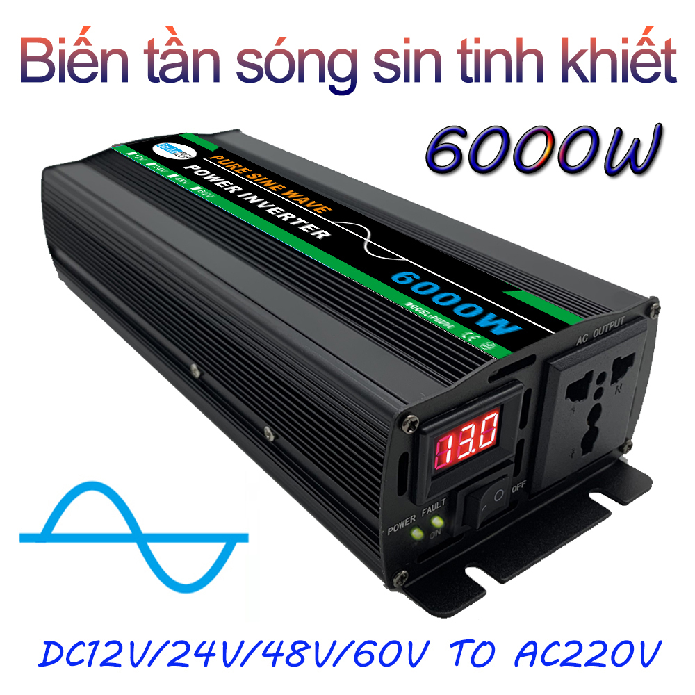 kích điện 12v lên 220v bộ chuyển đổi điện 12v sang 220v Điện Áp 220W Biến Điện Năng Lượng Mặt Trời xe Nguyên Chất Sóng Sin Inverter 6000W