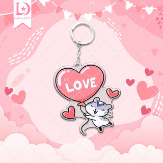 Móc khóa hamster cupid trái tim làm quà tặng, trang trí