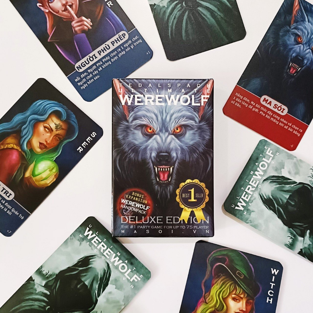 Bộ Ma sói Deluxe gồm 21 lá Đầy Đủ chức năng cơ bản và ver mở rộng thú vị, bộ bài BoardGame được ưa chuộng mọi lứa tuổi