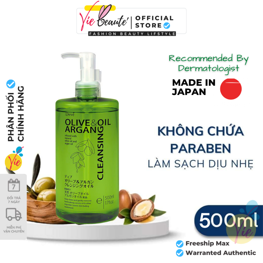 Dầu Tẩy Trang Kumano Deve Chiết Xuất Dầu Olive & Argan Deve Cleansing Oil 500ml