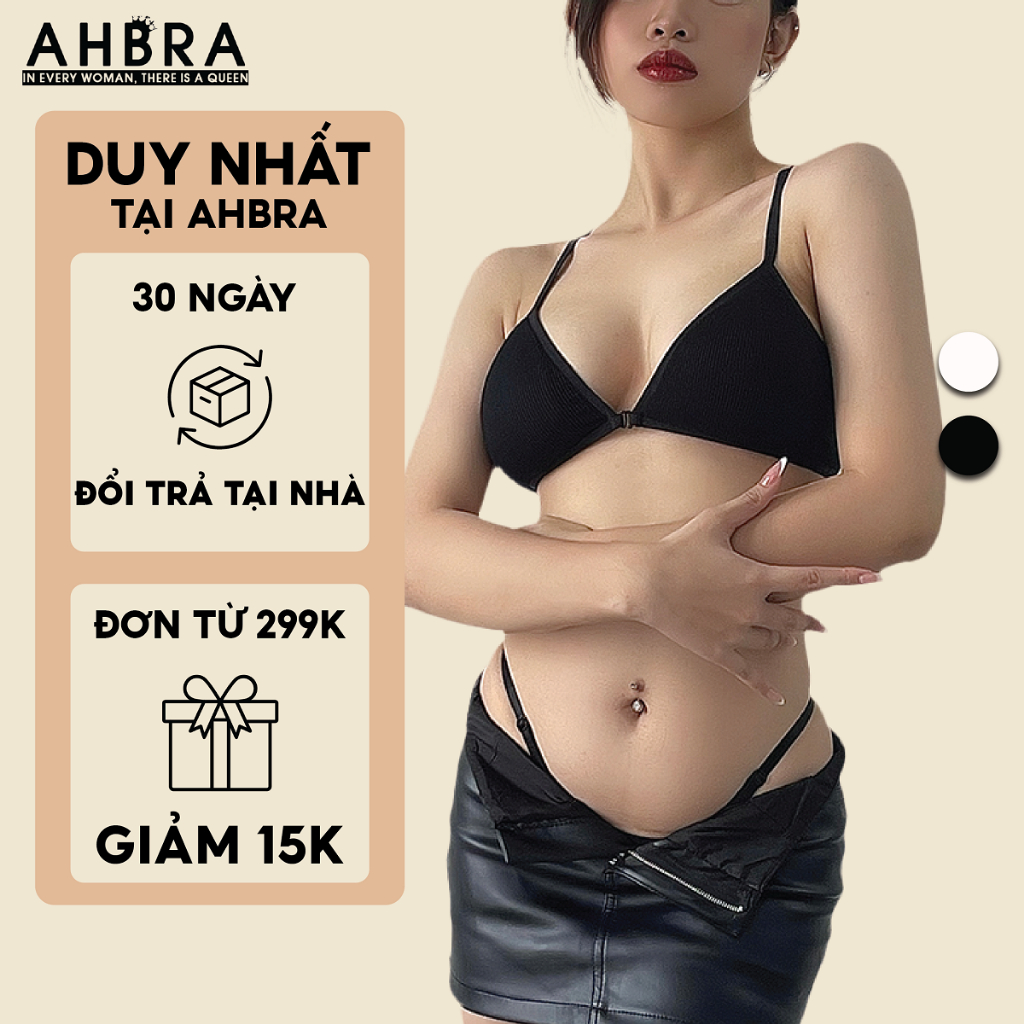 Áo Ngực Cài Trước Thun Tăm Mềm Mại Không Gọng 2 Dây Mút Mỏng AHBRA T01 Thoáng Khí  30 Ngày Đổi Trả Bảo Hành Mút Trọn Đời