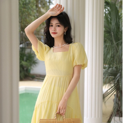 Váy tơ hai lớp thiết kế vintage mùa thu 2023 HÀNG CÓ SẴN