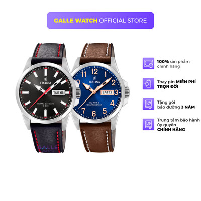 Đồng hồ nam Festina Watch F20358 mặt kính Cường lực, máy pin chống nước, dây da đeo tay cao cấp chính hãng Thụy Sĩ