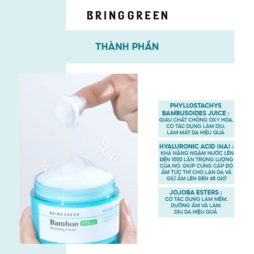 Kem Dưỡng Da Bring Green Bamboo Hyalu Hydrating Cream 100ml Double Set