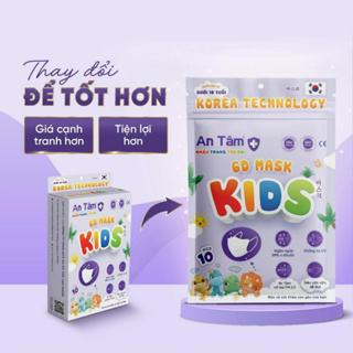 Khẩu trang 6D cho bé An Tâm kids hộp 10 cái cho em bé 3 tuổi đến 8 tuổi