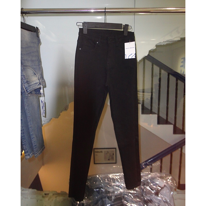 BLACK SKINNY JEANS MERCIDENIM - QUẦN JEANS SKINNY LƯNG CAO - ĐEN