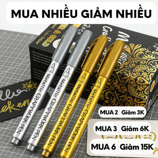 Bút nhũ viết thiệp vàng bạc kim tuyến Metallic ngòi 1.5mm viết thiệp, DIY calligraphy, trang trí cá nhân MS: GN550