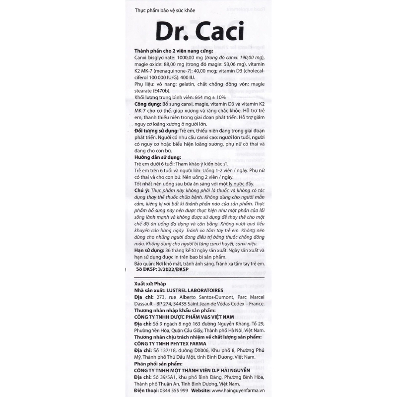 Viên uống Dr. Caci Ocavill bổ sung canxi giảm nguy cơ loãng xương