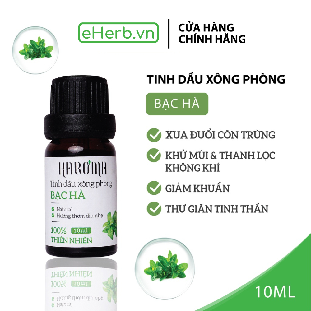 Tinh dầu bạc hà xông phòng, đuổi muỗi, khử mùi, thanh lọc không khí, thư giãn giảm stress KAROMA MILAGANICS 10ml (chai)