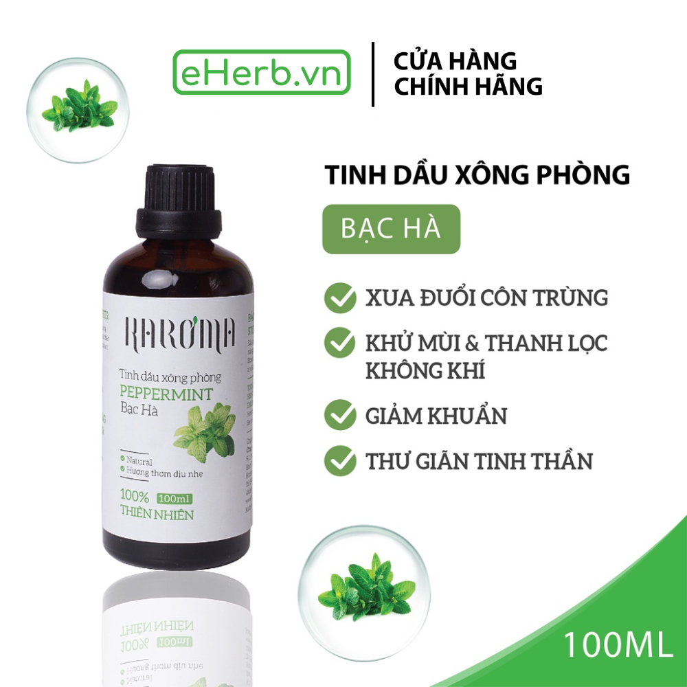 Tinh dầu xông phòng tinh dầu bạc hà, đuổi muỗi, thư giãn, thanh lọc không khí khử mùi, MILAGANICS KAROMA 100ml (chai)