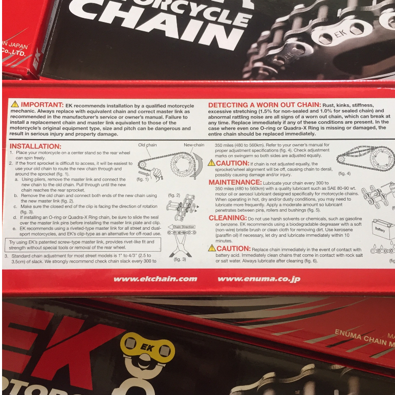 Sên vàng đen EK 428SR chính hãng cho xe số - Made in Japan