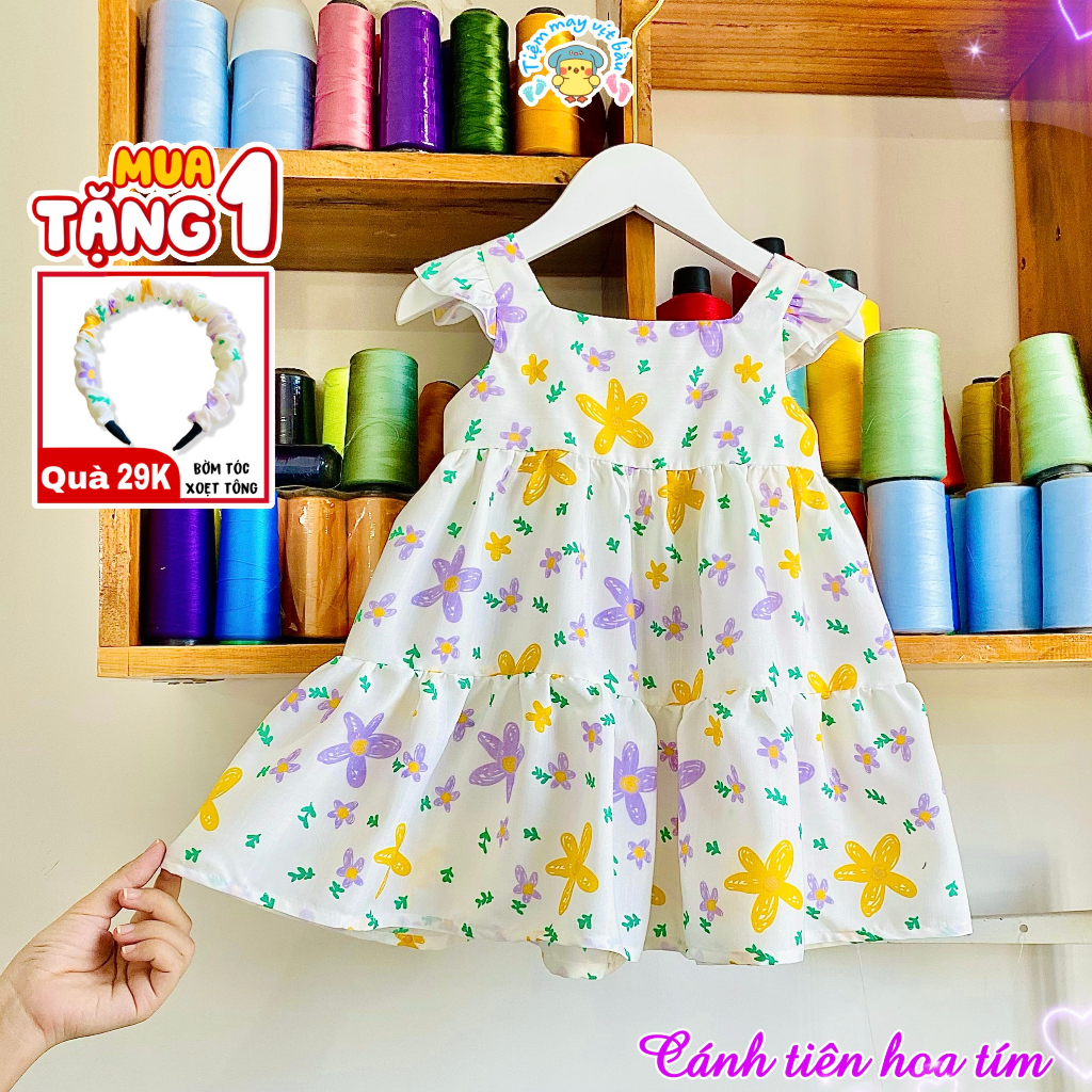 Váy Cánh Tiên Hoa Nhí - Đầm Công Chúa Bé Gái Thiết Kế Tiệm May Vịt Bầu Size Đại 9 - 35KG