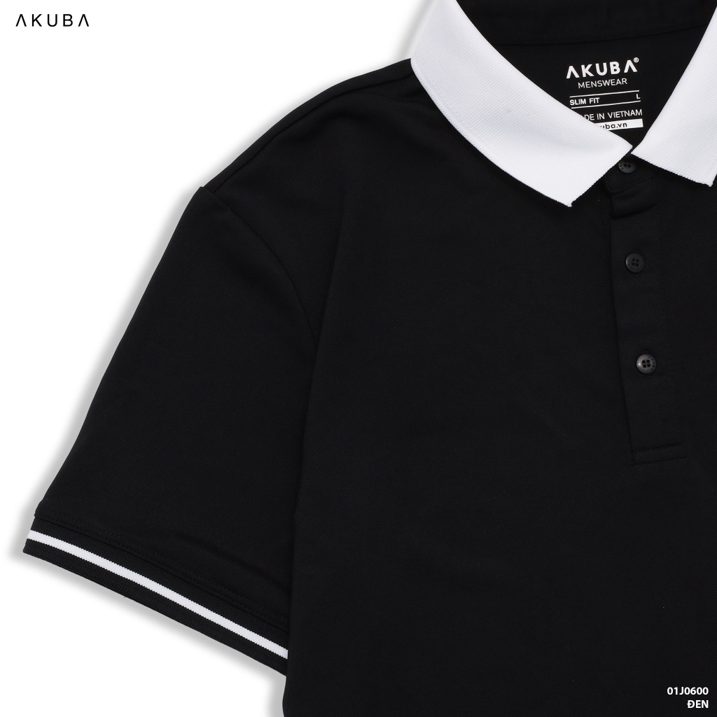 Áo polo nam vải cá sấu cotton AKUBA form slimfit, chất liệu thoáng mát, mềm mại, thấm hút mồ hôi tốt | 01J0600